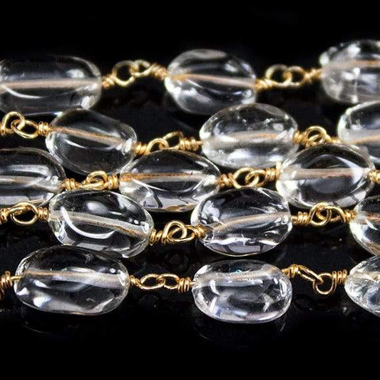 8x6mm Crystal Quartz Plain Oval Vermeil Chain by the foot