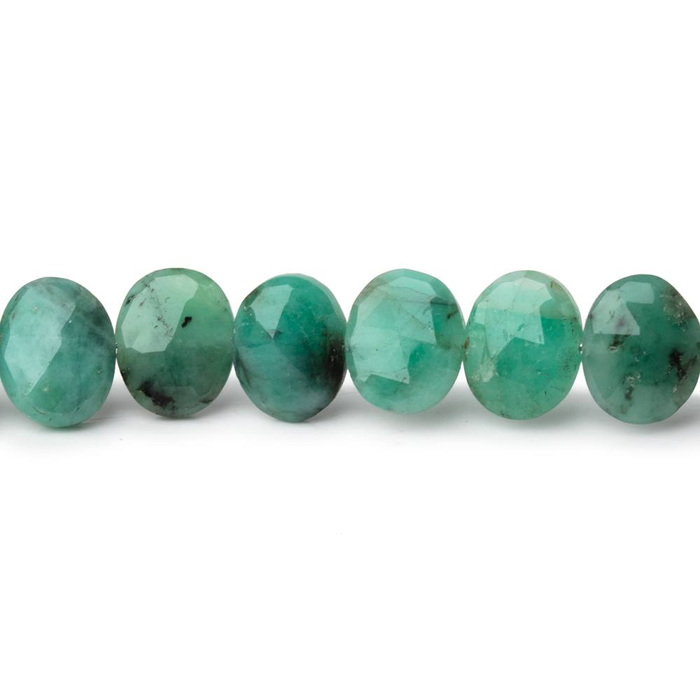 8x6mm Emerald Faceted Oval Beads 8 inch 29 pieces
