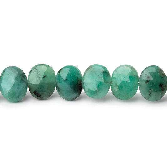8x6mm Emerald Faceted Oval Beads 8 inch 29 pieces