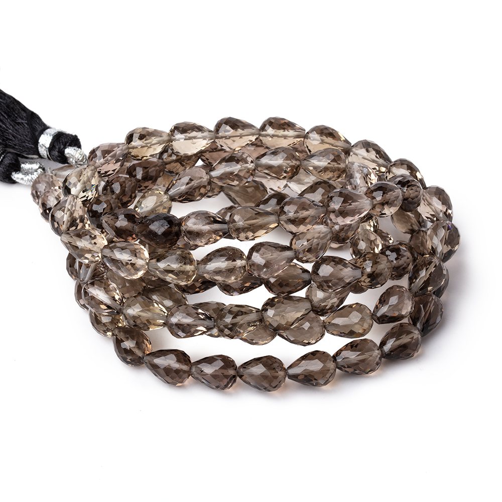 8x6mm Light Smoky Quartz Faceted Tear Drop Beads 17 inch 55 pieces