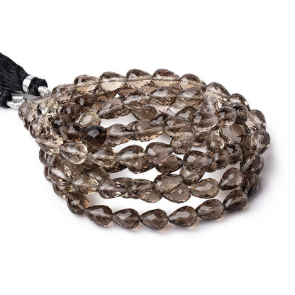 8x6mm Light Smoky Quartz Faceted Tear Drop Beads 17 inch 55 pieces