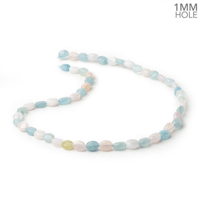 8x6mm Multi Color Beryl Plain Oval 15.5 inch 50 Beads 1mm Drill Hole