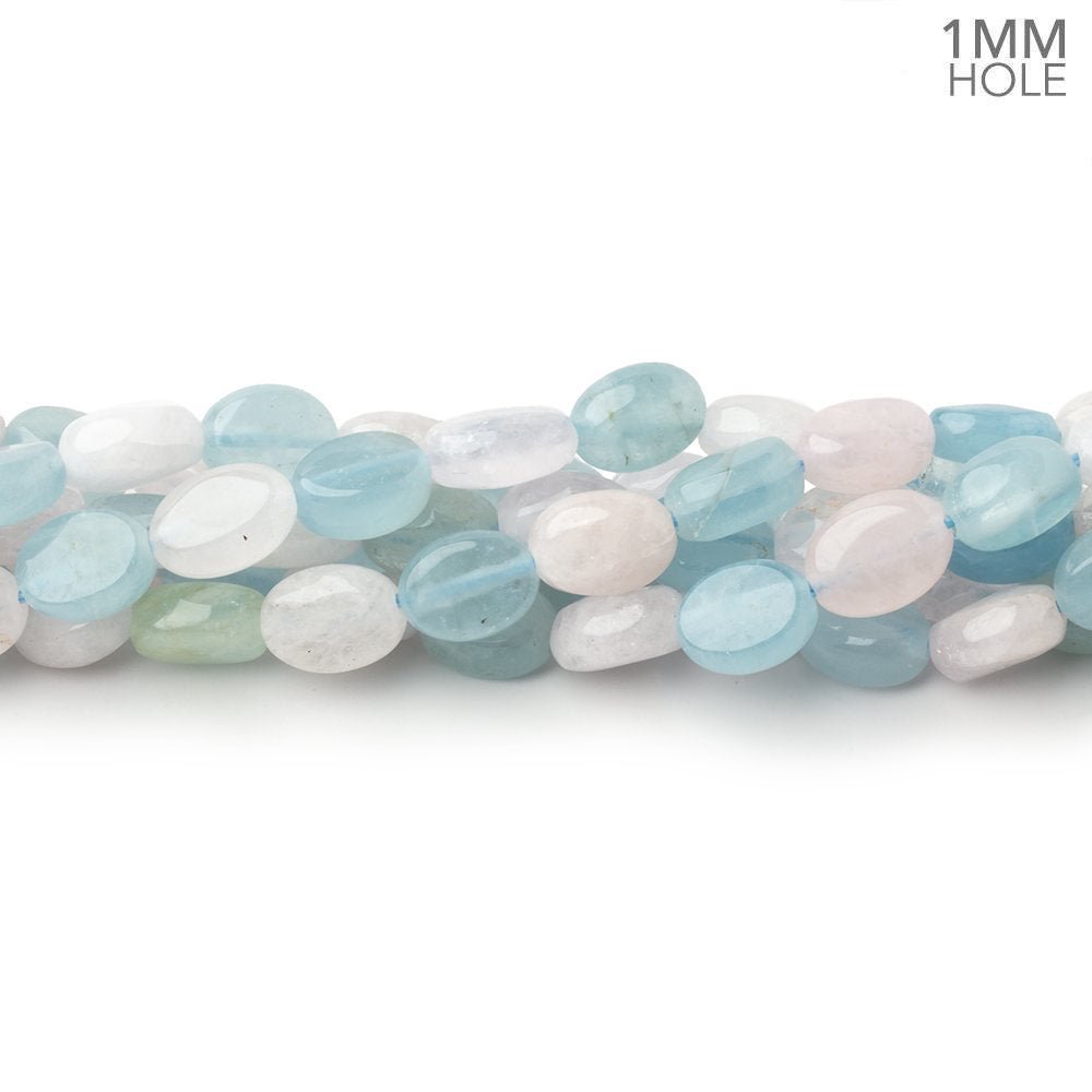 8x6mm Multi Color Beryl Plain Oval 15.5 inch 50 Beads 1mm Drill Hole