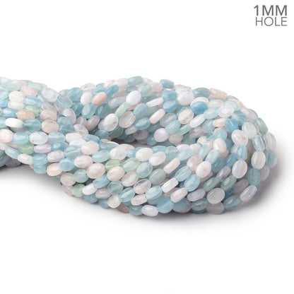 8x6mm Multi Color Beryl Plain Oval 15.5 inch 50 Beads 1mm Drill Hole