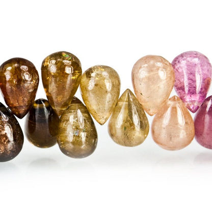 8x6mm Multi-color Tourmaline Plain Tear Drop Beads 8 inch 67 pieces