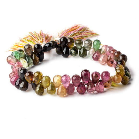 8x6mm Multi-color Tourmaline Plain Tear Drop Beads 8 inch 67 pieces