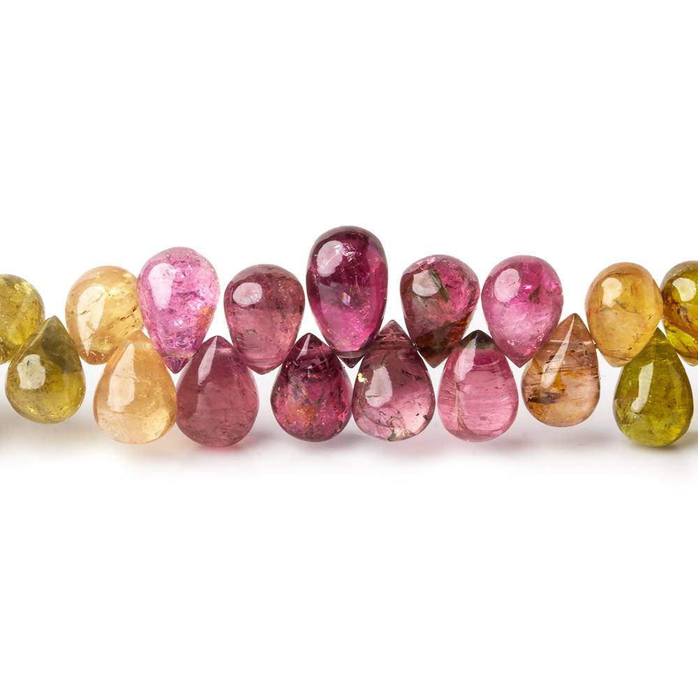 8x6mm Multi-color Tourmaline Plain Tear Drop Beads 8 inch 67 pieces