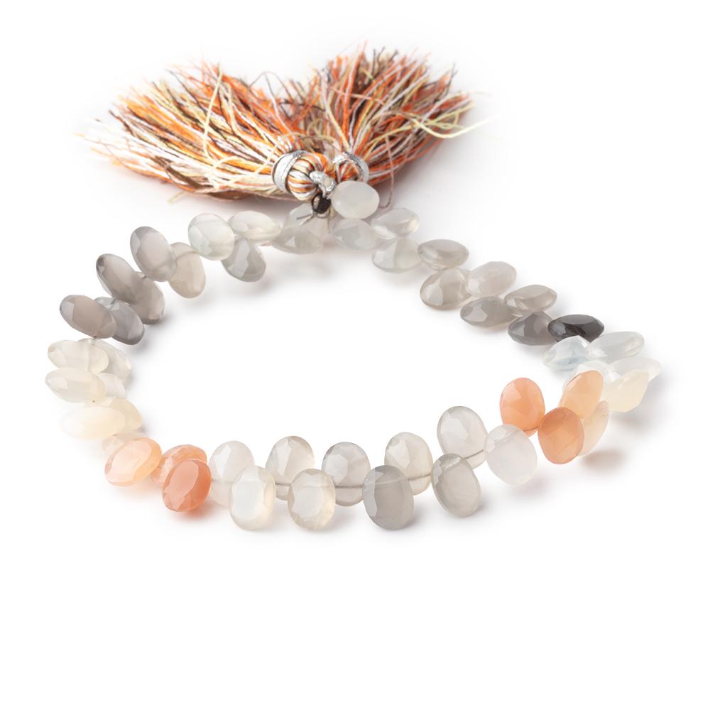 8x6mm MultiColor Moonstone Pavilion Faceted Oval Beads 8 inch 50 pieces