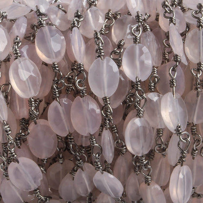 8x6mm Rose Chalcedony faceted Oval Black Gold Chain by the foot 22 pieces