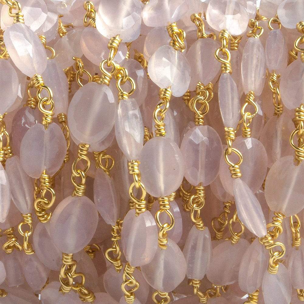 8x6mm Rose Chalcedony faceted Oval Gold plated Chain by the foot 22 pieces