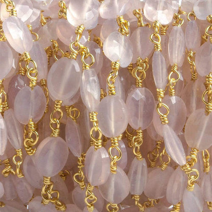 8x6mm Rose Chalcedony faceted Oval Gold plated Chain by the foot 22 pieces