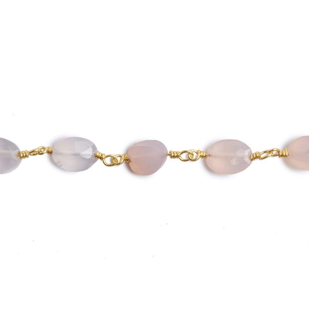 8x6mm Rose Chalcedony faceted Oval Gold plated Chain by the foot 22 pieces