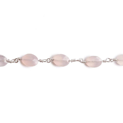 8x6mm Rose Chalcedony faceted Oval Silver plated Chain by the foot 22 pieces