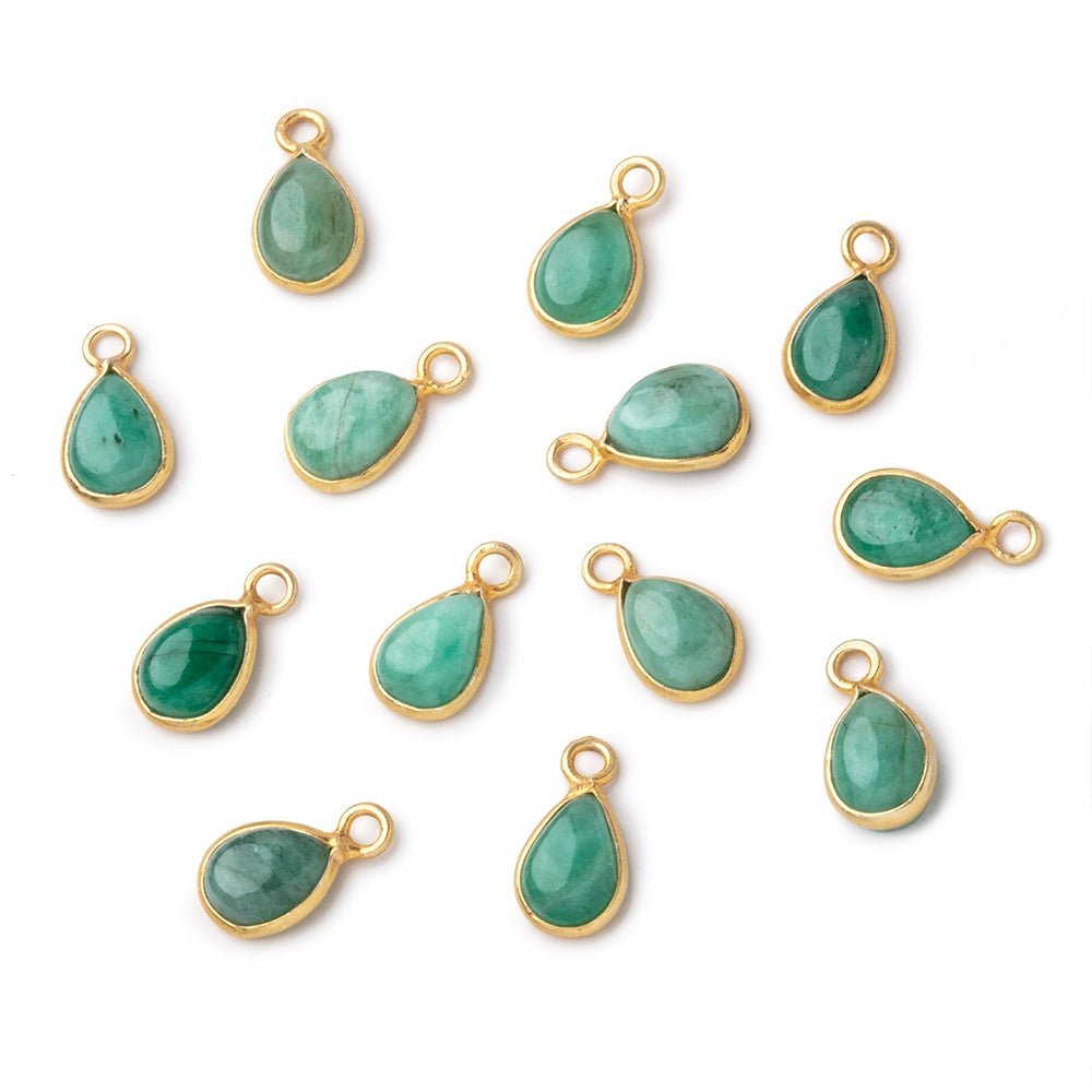 8x6mm Vermeil Bezel Emerald Plain Pear Pendant 1 piece