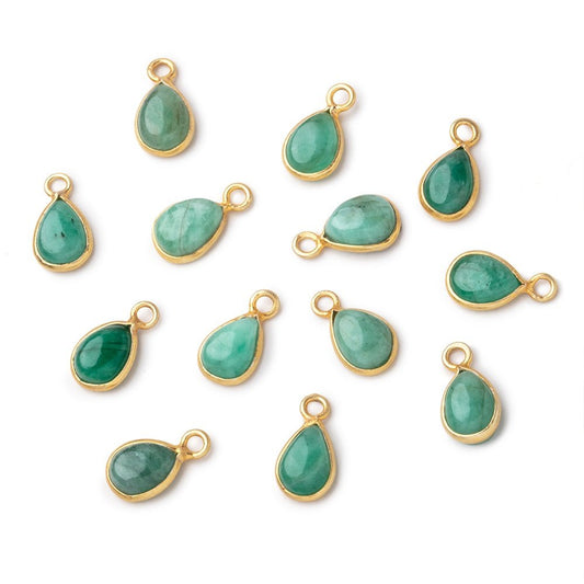 8x6mm Vermeil Bezel Emerald Plain Pear Pendant 1 piece