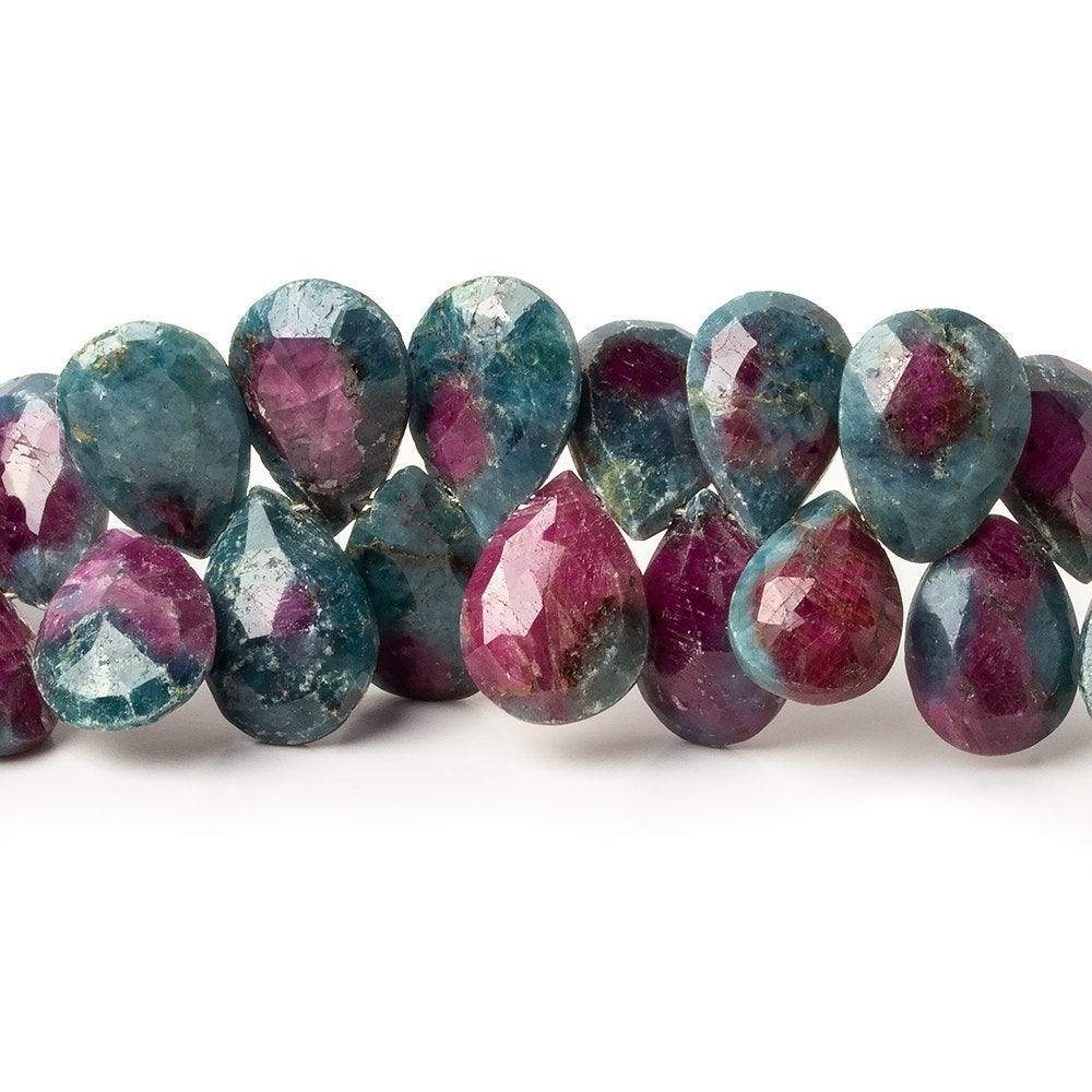 8x7-10x7mm Ruby in Zoisite Faceted Pear Beads 8 inch 60 pieces