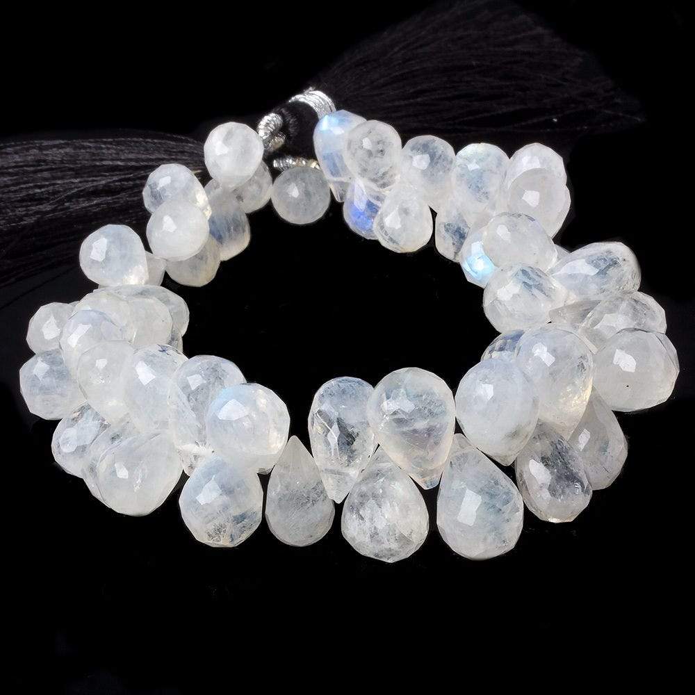 8x7-11x6mm Rainbow Moonstone Faceted Tear Drop Beads 8 inches 59 beads