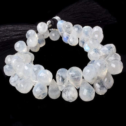 8x7-11x6mm Rainbow Moonstone Faceted Tear Drop Beads 8 inches 59 beads