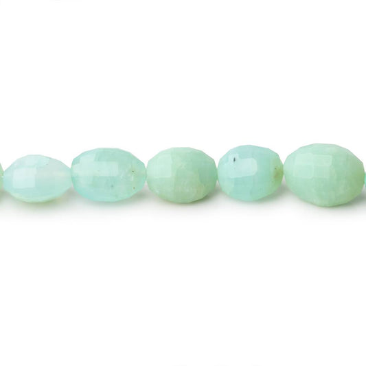 8x7-11x8mm Blue Peruvian Opal Straight Drilled Faceted Ovals 16 inch 44 Beads