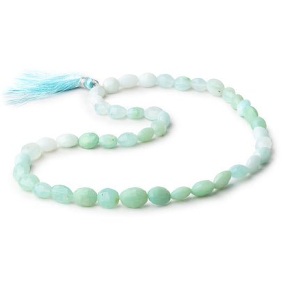 8x7-11x8mm Blue Peruvian Opal Straight Drilled Faceted Ovals 16 inch 44 Beads