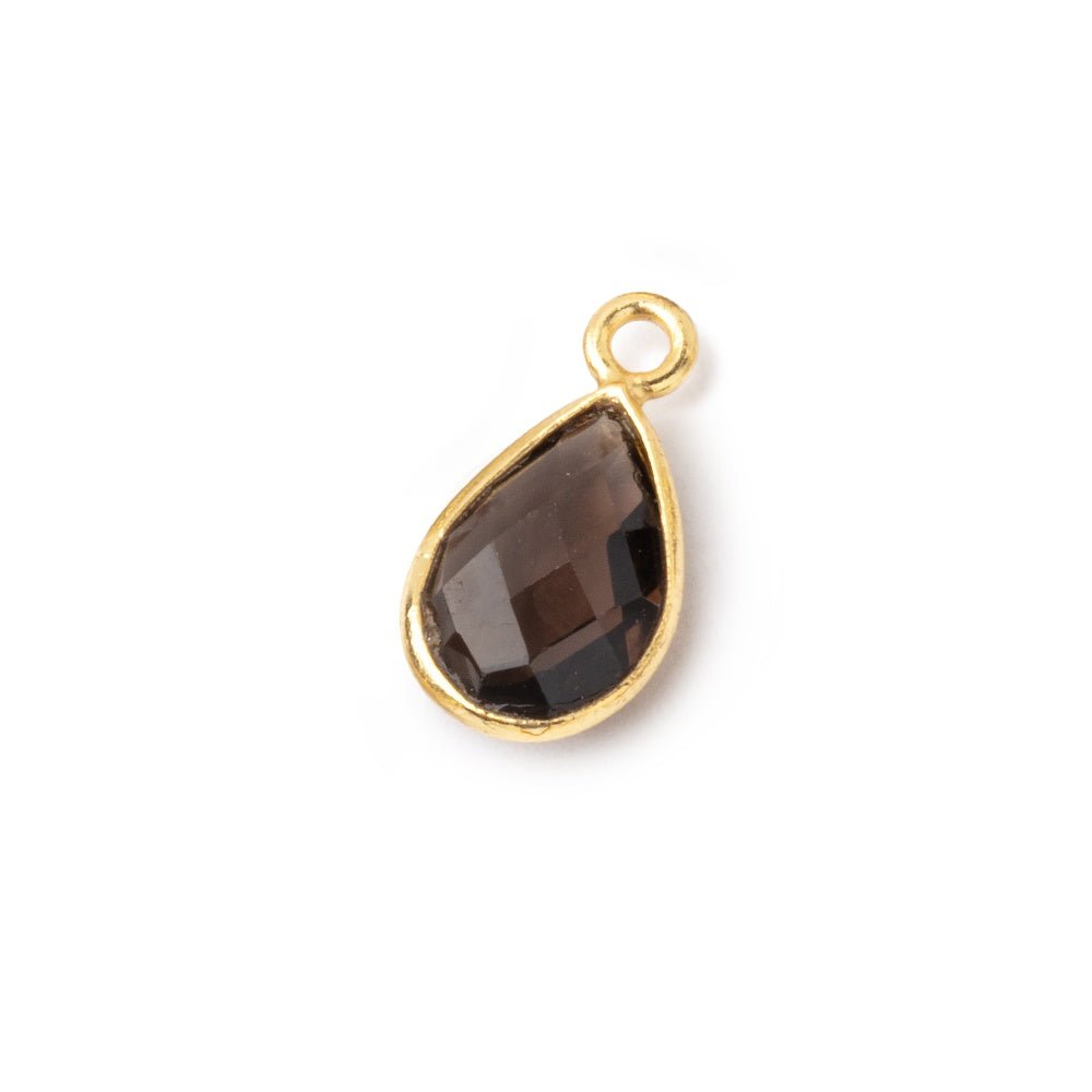 8x7-11x8mm Vermeil Bezel Smoky Quartz Faceted Pear Pendant 1 piece