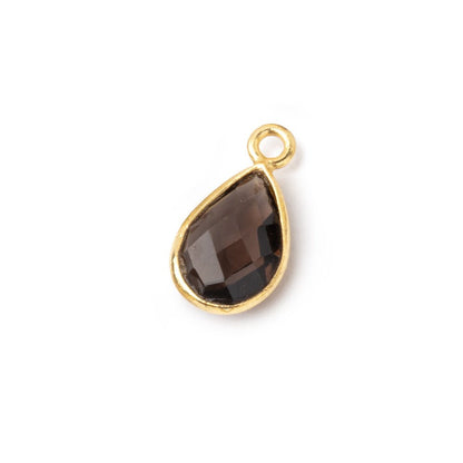 8x7-11x8mm Vermeil Bezel Smoky Quartz Faceted Pear Pendant 1 piece