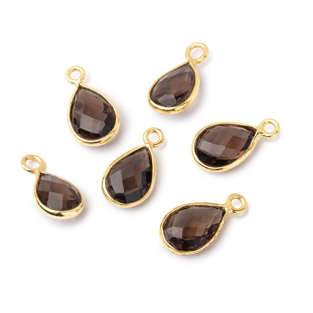 8x7-11x8mm Vermeil Bezel Smoky Quartz Faceted Pear Pendant 1 piece