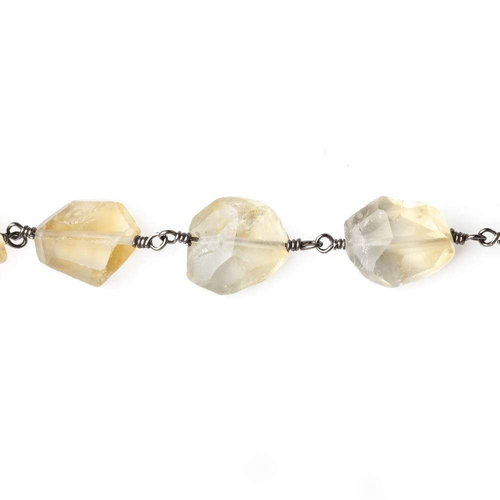 8x7-11x9mm Citrine nugget Black Gold plated Chain by the foot 18 beads
