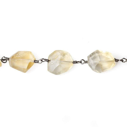 8x7-11x9mm Citrine nugget Black Gold plated Chain by the foot 18 beads