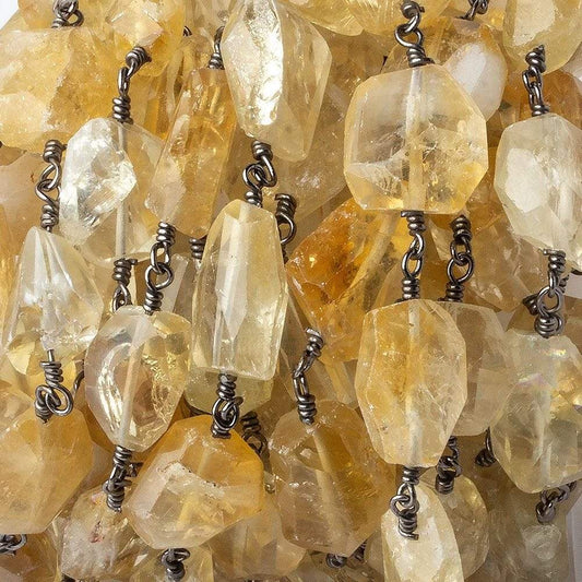 8x7-11x9mm Citrine nugget Black Gold plated Chain by the foot 18 beads