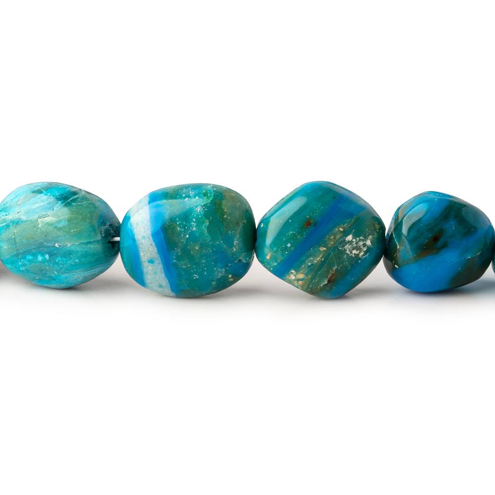 8x7-12x9mm Blue Peruvian Opalina Plain Nugget Beads 16 inch 37 pieces 1mm Hole