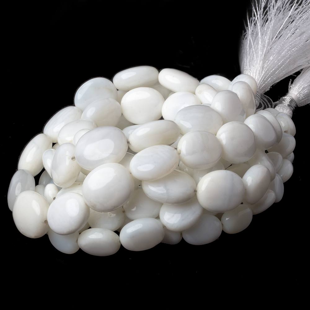 8x7-13x11mm White Opal plain oval beads 18 inches 42 pieces A