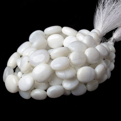 8x7-13x11mm White Opal plain oval beads 18 inches 42 pieces A