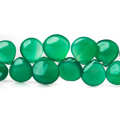 8x7-13x12mm Spring Green Chalcedony Plain Hearts 7 inch 35 beads