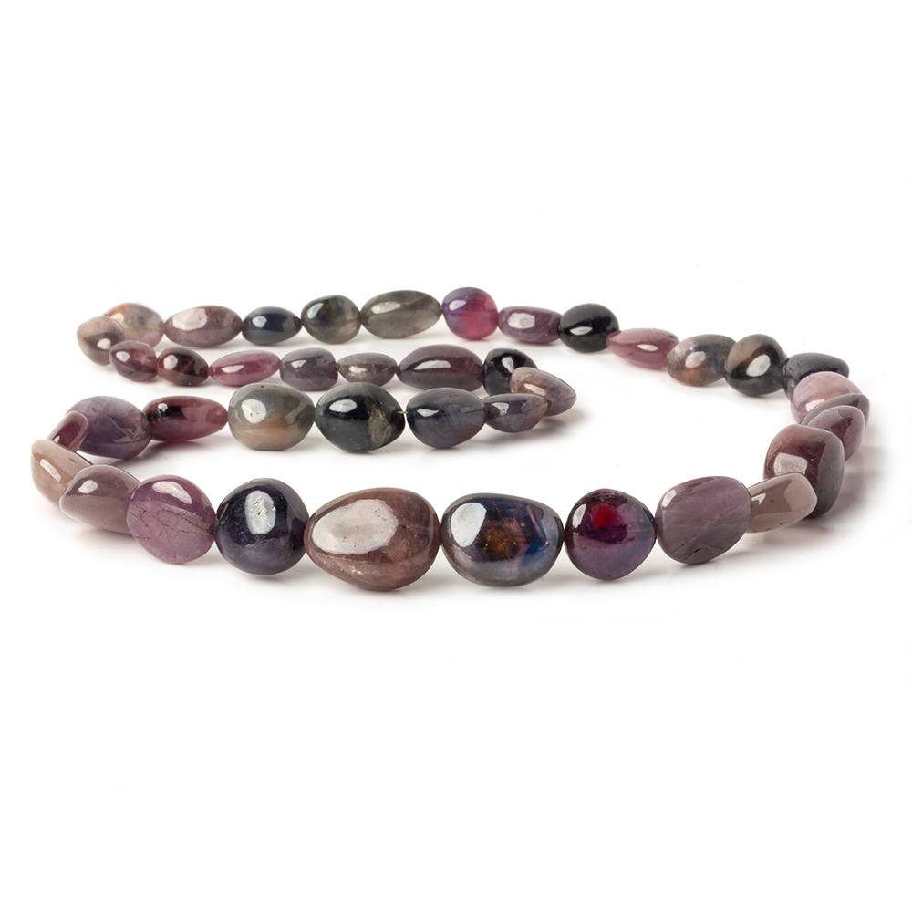 8x7-17x12mm Multi color Sapphire & Ruby plain nuggets 18 inch 41 beads A
