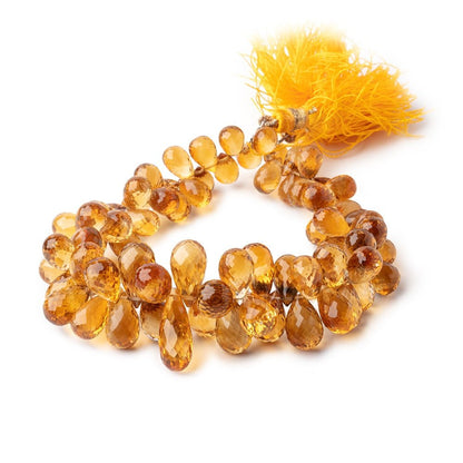 8x7-17x7mm Madeira Citrine Faceted Tear Drop Beads 8 inch 73 pieces