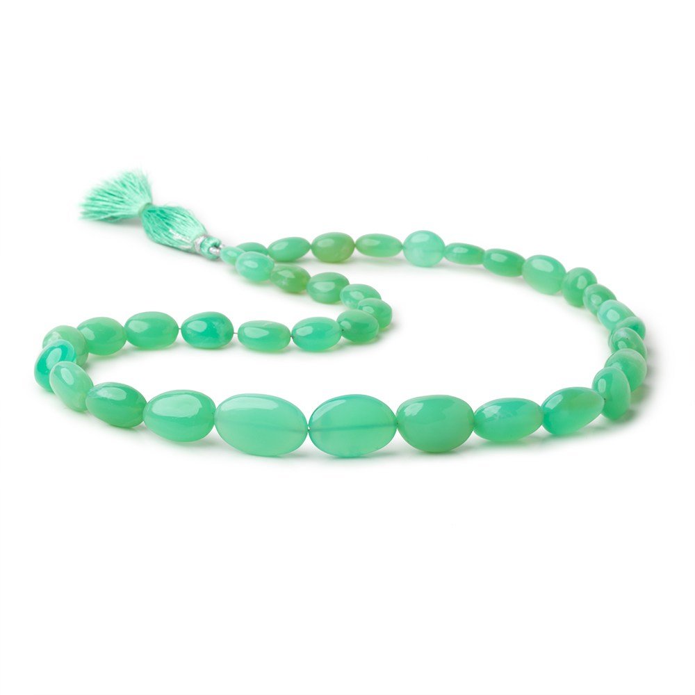 8x7-18x13mm Prase Opal Plain Oval Beads 18 inch 37 pieces AA