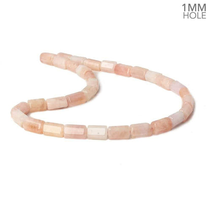 8x7-8x13mm Morganite (Pink Beryl) straight drilled Hexagon Tubes 16 inch 32 large hole beads AA