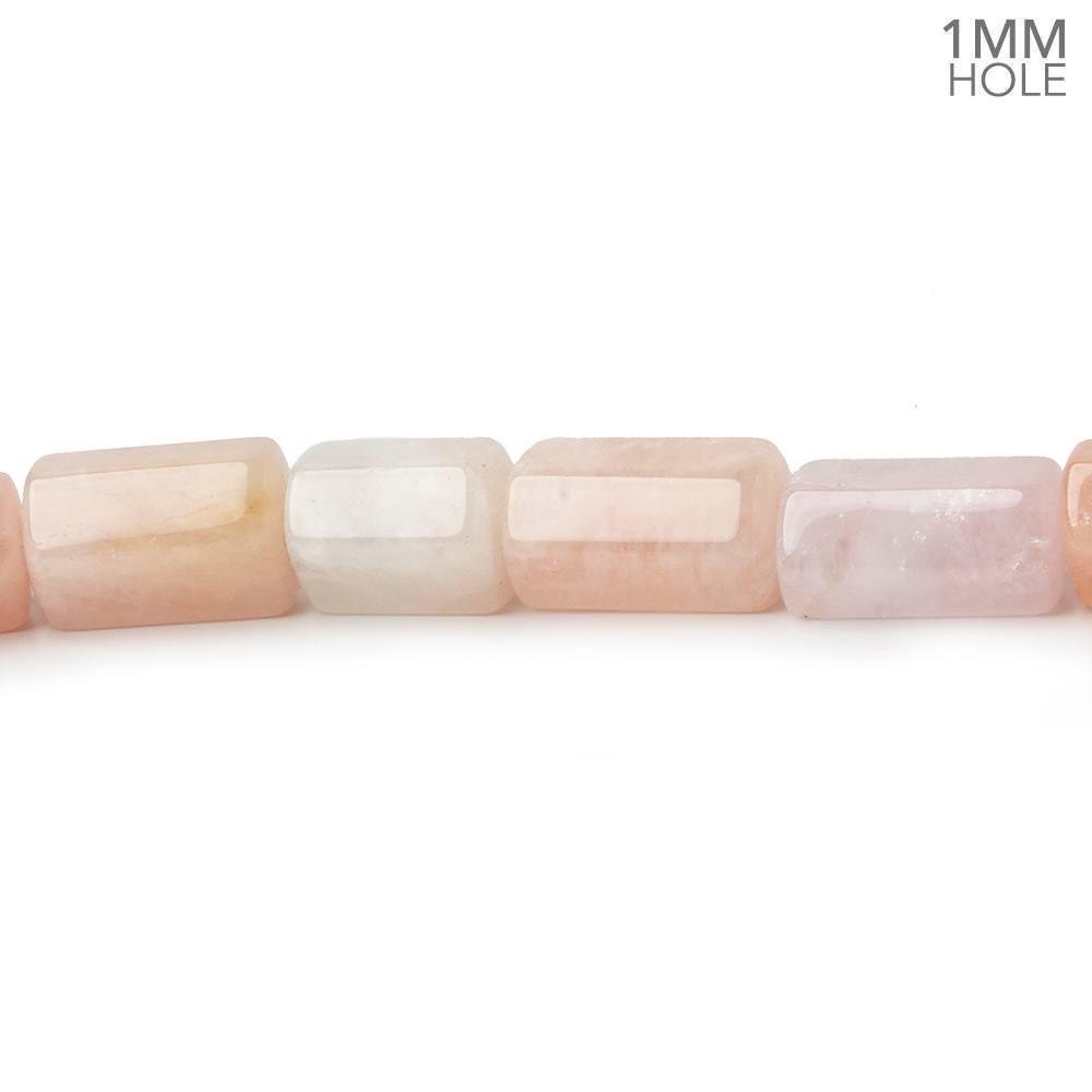 8x7-8x13mm Morganite (Pink Beryl) straight drilled Hexagon Tubes 16 inch 32 large hole beads AA