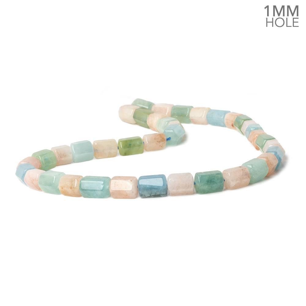 8x7-8x13mm Multi Beryl Hexagon Tubes 16 inch 32 large hole beads AA