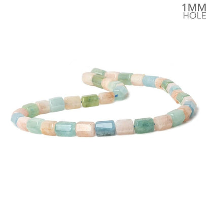 8x7-8x13mm Multi Beryl Hexagon Tubes 16 inch 32 large hole beads AA