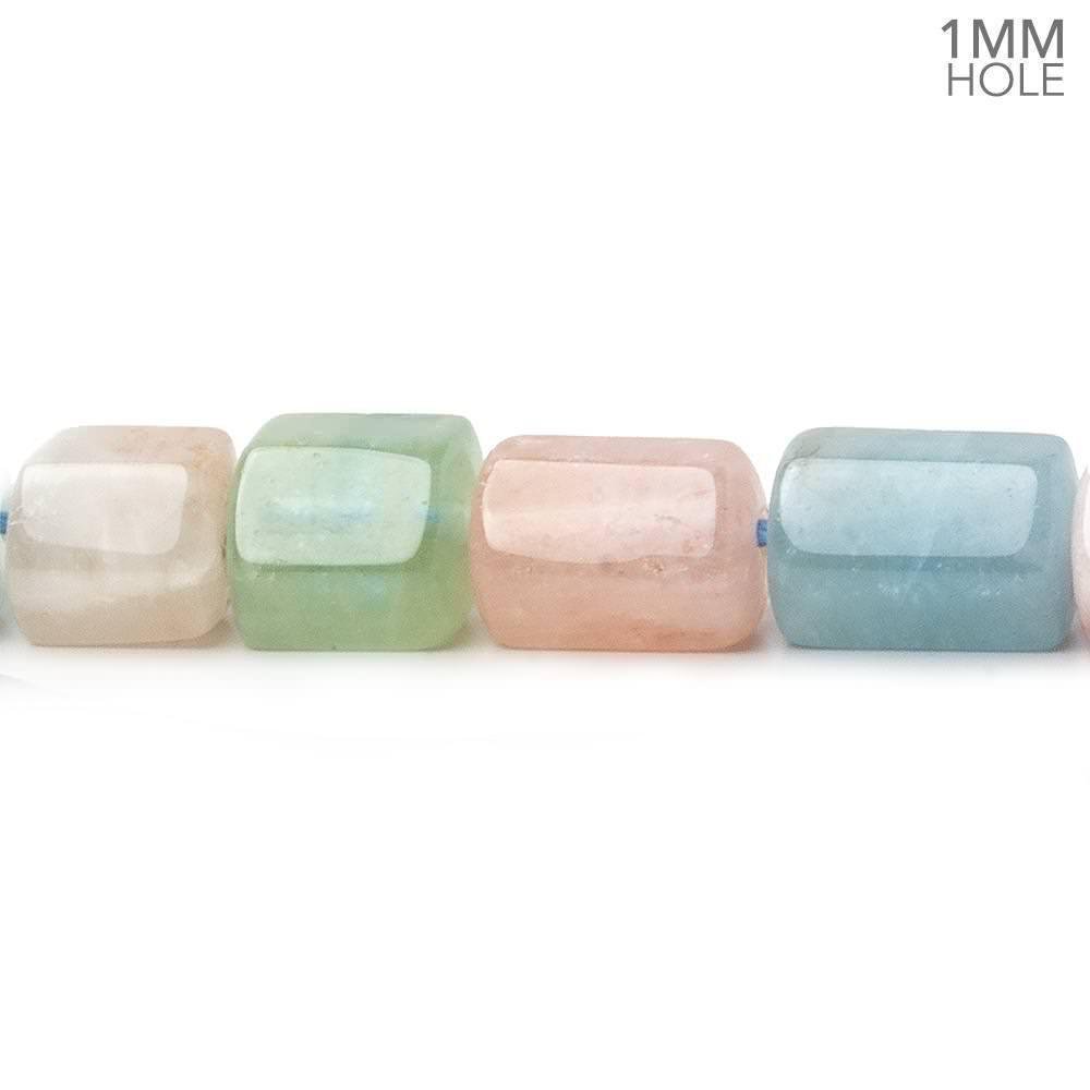 8x7-8x13mm Multi Beryl Hexagon Tubes 16 inch 32 large hole beads AA