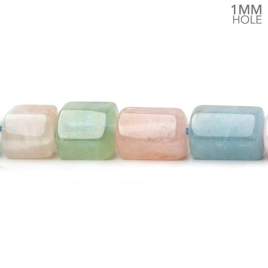 8x7-8x13mm Multi Beryl Hexagon Tubes 16 inch 32 large hole beads AA