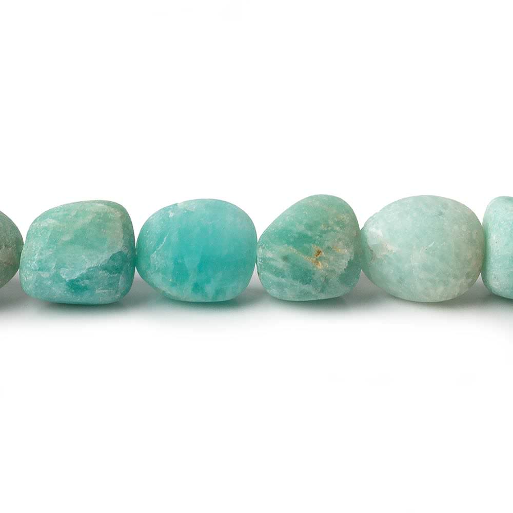 8x7-9.5x8.5mm Matte Amazonite tumbled plain nuggets 13 inch 32 beads  A