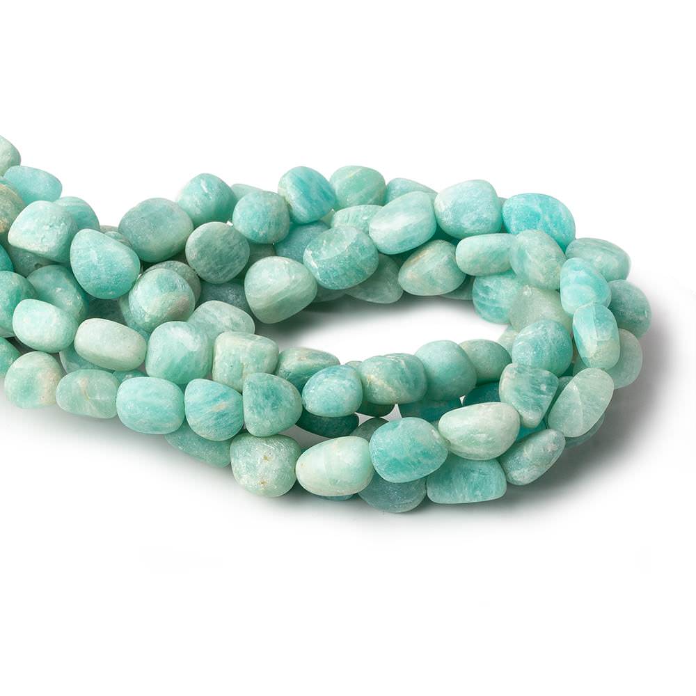 8x7-9.5x8.5mm Matte Amazonite tumbled plain nuggets 13 inch 32 beads  A