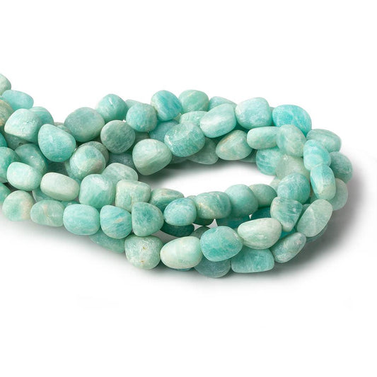 8x7-9.5x8.5mm Matte Amazonite tumbled plain nuggets 13 inch 32 beads  A