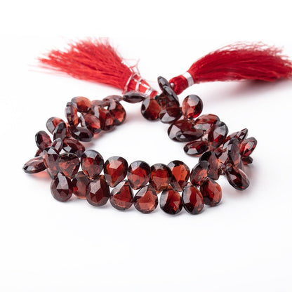 8x7-9.5x8mm Garnet Faceted Pear Beads 8 inch 61 pieces