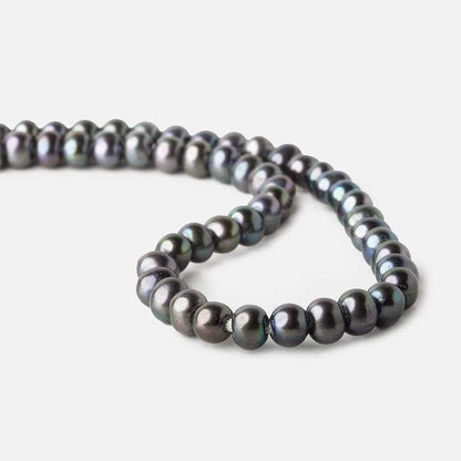 8x7-9x7mm Dark Blue Peacock Off Round 2.5mm Large Hole Freshwater Pearl 55 pcs