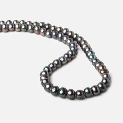 8x7-9x7mm Pistachio Peacock Off Round 2.5mm Large Hole Freshwater Pearl 55 pcs