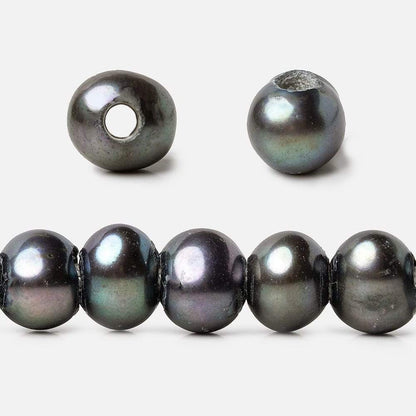 8x7-9x7mm Pistachio Peacock Off Round 2.5mm Large Hole Freshwater Pearl 55 pcs